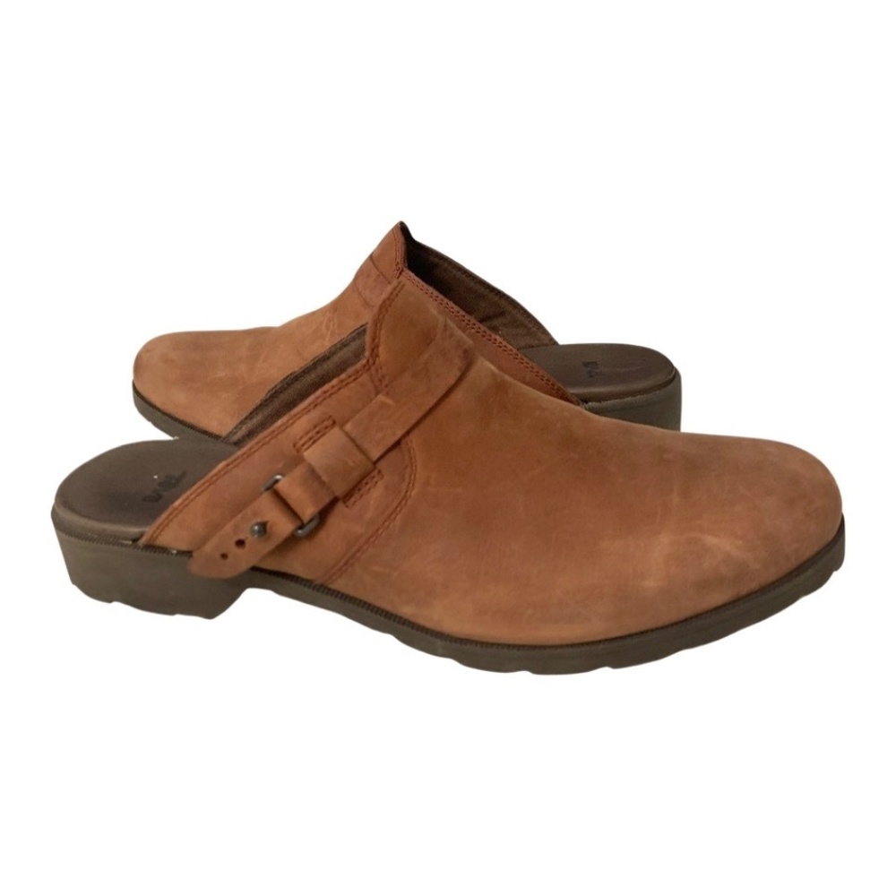 Tea Delavina Brown Suede Leather Mules Clogs Women's Size 10